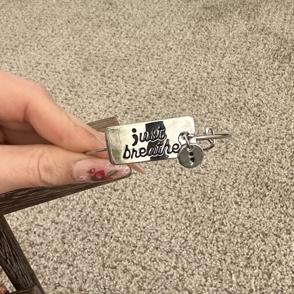 Silver 'Just Breathe' Bracelet